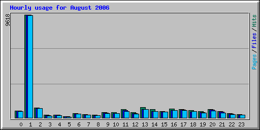 Hourly usage for August 2006