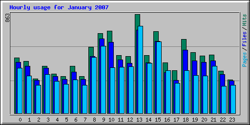 Hourly usage for January 2007