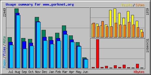 Usage summary for www.gorknet.org