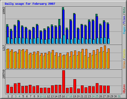 Daily usage for February 2007